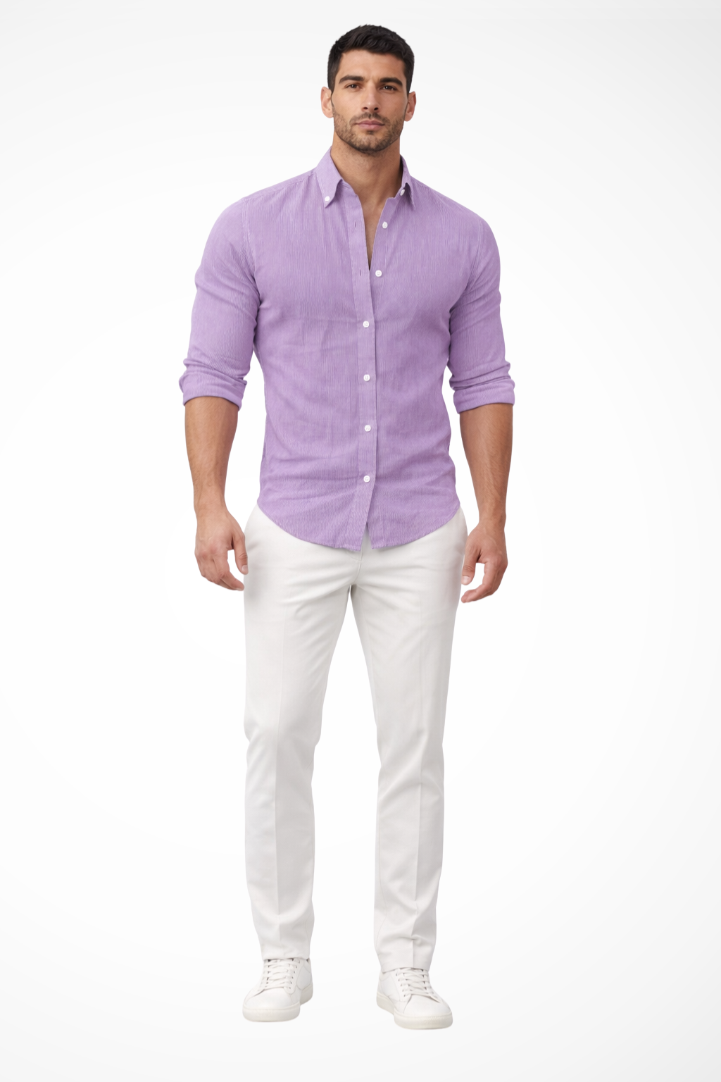 Men's Loose Fit Cotton Long Sleeve Lapel Shirt for Casual Summer Wear