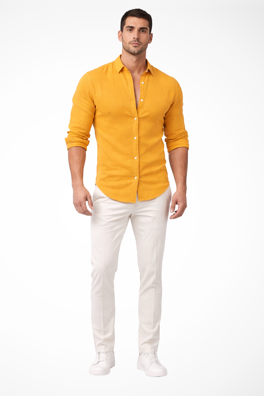 Men's Loose Fit Cotton Long Sleeve Lapel Shirt for Casual Summer Wear
