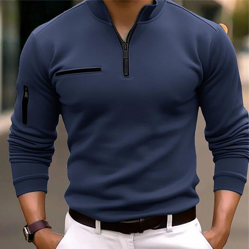 Men's Quarter-Zip Polo Shirt | Soft Cotton Blend | Casual Wear