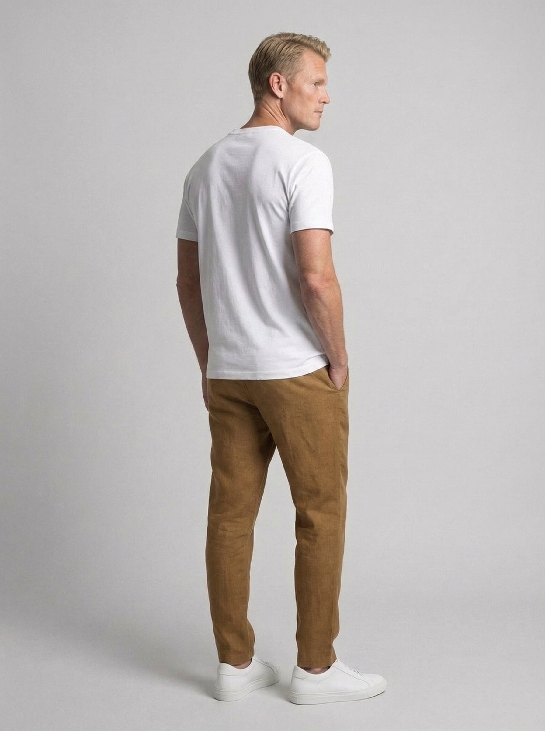 Men's Relaxed Fit Cotton Linen Trousers for Casual Wear