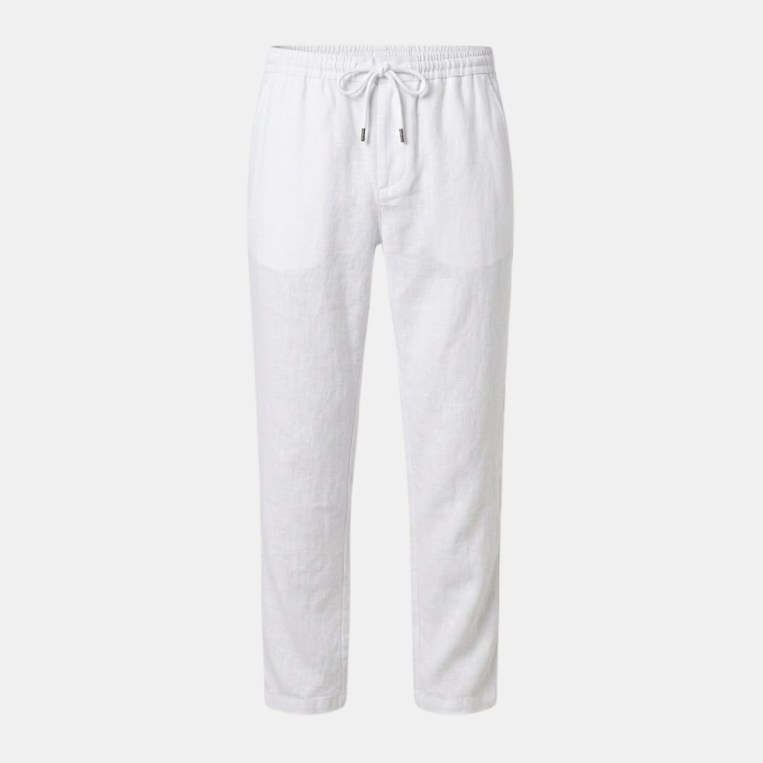 Men's Relaxed Fit Cotton Linen Trousers for Casual Wear