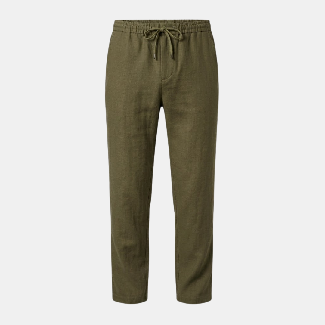 Men's Relaxed Fit Cotton Linen Trousers for Casual Wear