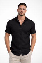 Men's Short Sleeve Button-Up Summer Shirt - Lightweight Cotton Casual Wear