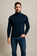 Men's Slim Fit Turtleneck Sweater - Classic Knit Pullover for Casual and Formal Wear - Comfortable and Versatile Knitwear