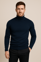 Men's Slim Fit Turtleneck Sweater - Classic Knit Pullover for Casual and Formal Wear - Comfortable and Versatile Knitwear