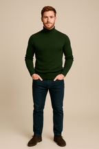 Men's Slim Fit Turtleneck Sweater - Classic Knit Pullover for Casual and Formal Wear - Comfortable and Versatile Knitwear