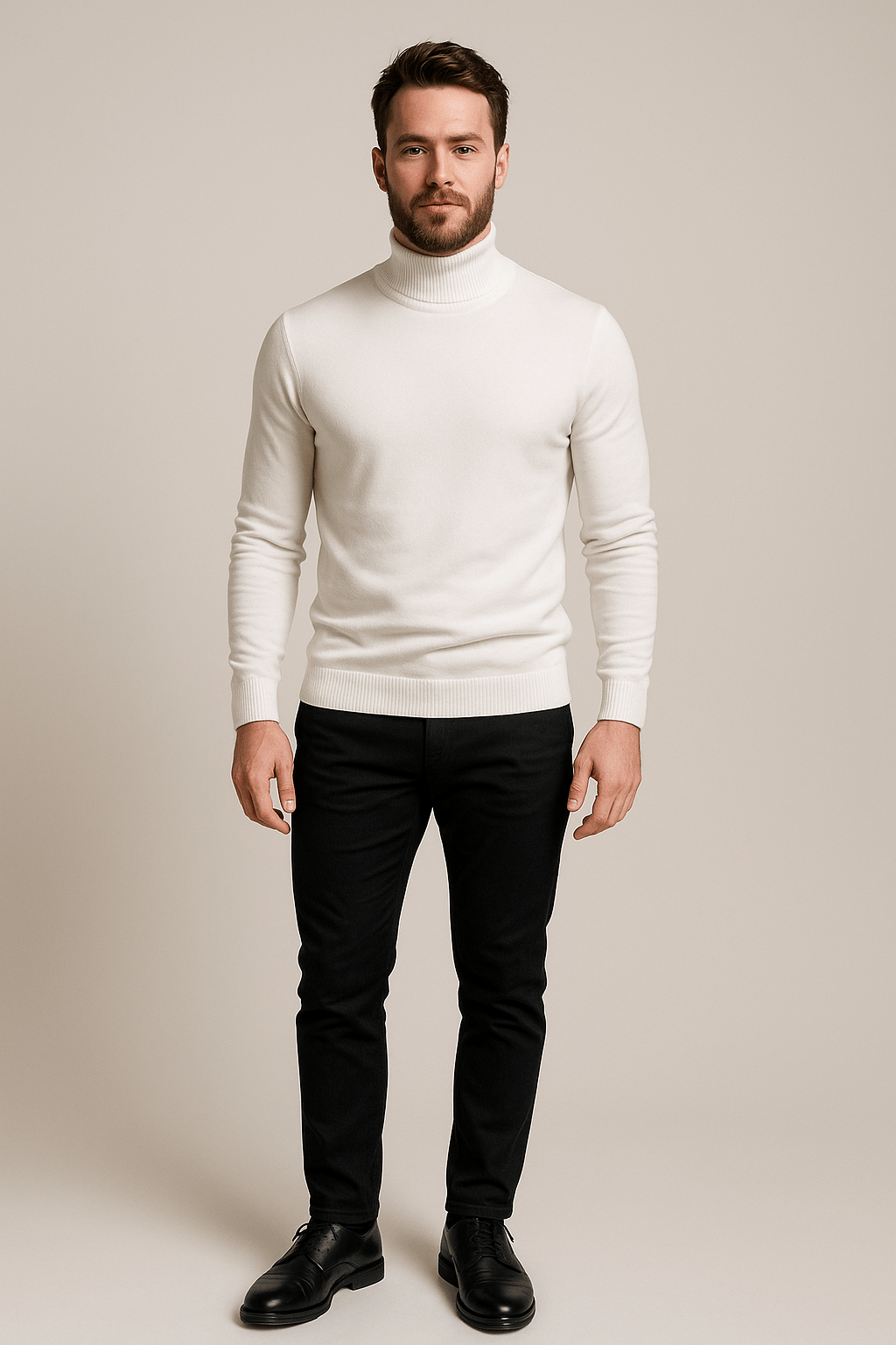 Men's Slim Fit Turtleneck Sweater - Classic Knit Pullover for Casual and Formal Wear - Comfortable and Versatile Knitwear