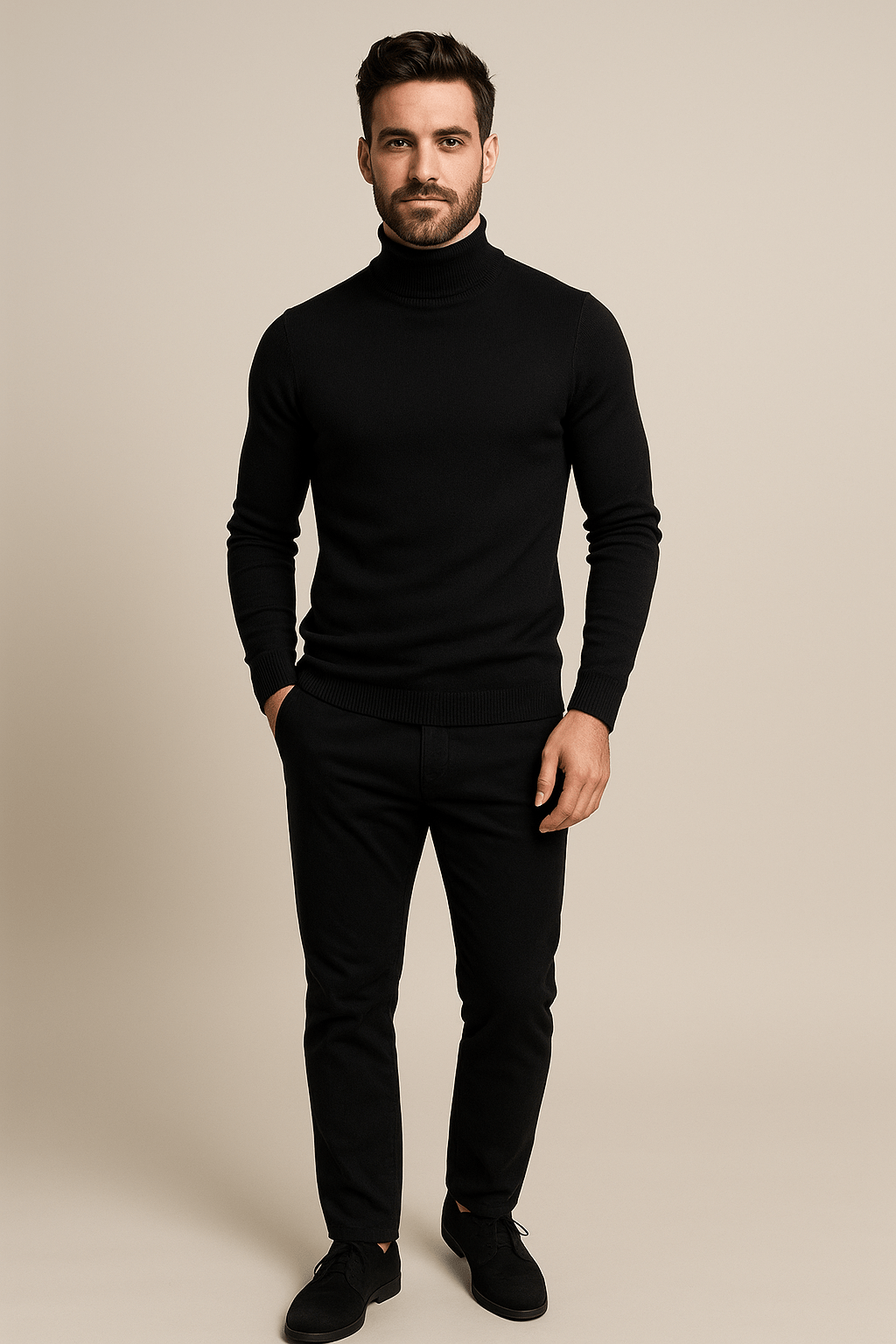 Men's Slim Fit Turtleneck Sweater - Classic Knit Pullover for Casual and Formal Wear - Comfortable and Versatile Knitwear