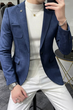 Men's Tailored Textured Single Button Blazer | Elegant Formal Wear