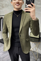 Men's Tailored Textured Single Button Blazer | Elegant Formal Wear