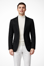Men's Tailored Textured Single Button Blazer | Elegant Formal Wear