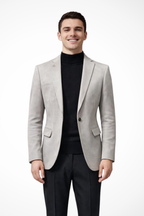 Men's Tailored Textured Single Button Blazer | Elegant Formal Wear