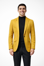 Men's Tailored Textured Single Button Blazer | Elegant Formal Wear