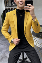 Men's Tailored Textured Single Button Blazer | Elegant Formal Wear