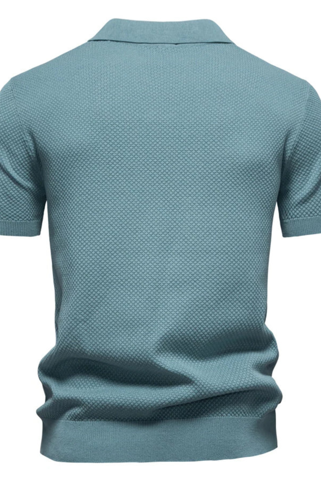 Men's Textured Knit Short Sleeve Polo Shirt - Casual Wear, Comfortable Fit