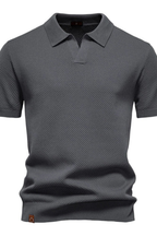 Men's Textured Knit Short Sleeve Polo Shirt - Casual Wear, Comfortable Fit