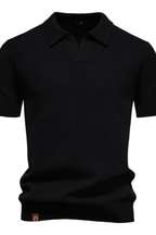Men's Textured Knit Short Sleeve Polo Shirt - Casual Wear, Comfortable Fit