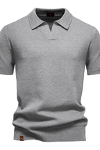 Men's Textured Knit Short Sleeve Polo Shirt - Casual Wear, Comfortable Fit