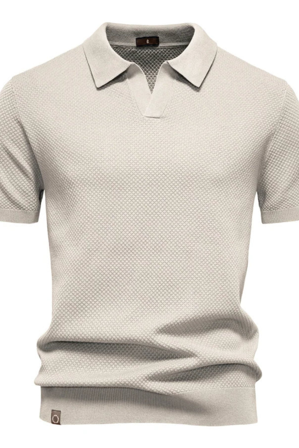 Men's Textured Knit Short Sleeve Polo Shirt - Casual Wear, Comfortable Fit