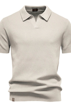 Men's Textured Knit Short Sleeve Polo Shirt - Casual Wear, Comfortable Fit