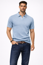 Men's Textured Knit Short Sleeve Polo Shirt - Casual Wear, Comfortable Fit
