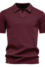 Men's Textured Knit Short Sleeve Polo Shirt - Casual Wear, Comfortable Fit