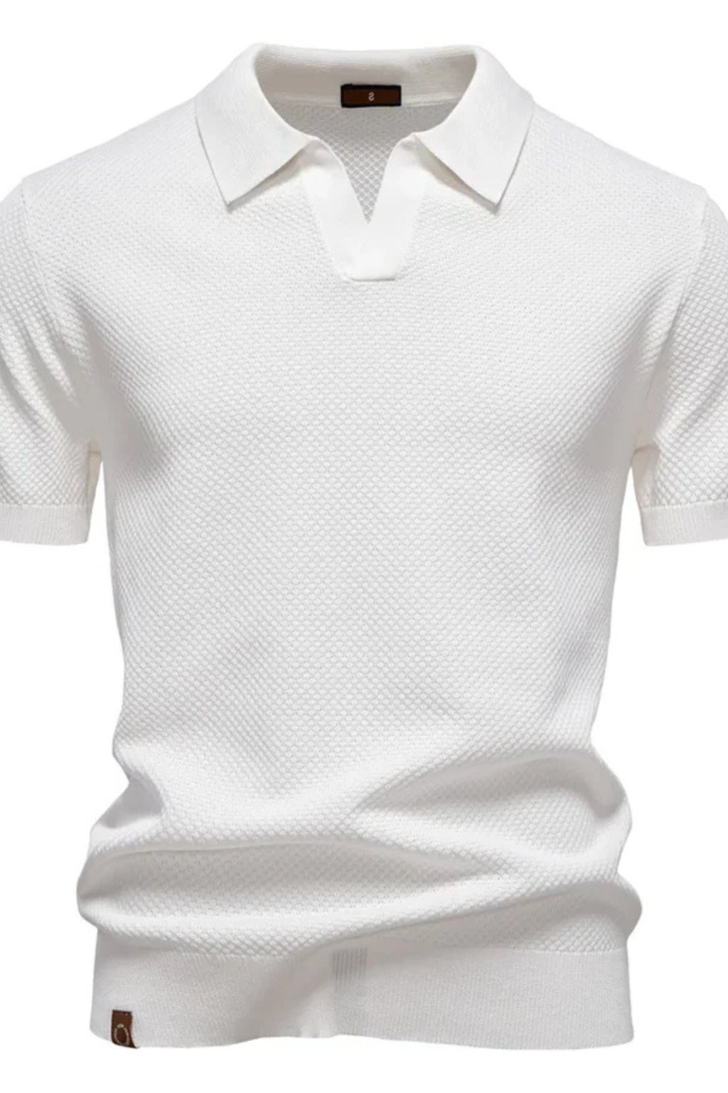Men's Textured Knit Short Sleeve Polo Shirt - Casual Wear, Comfortable Fit