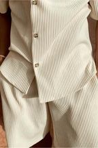 Men's Textured Short Sleeve Shirt and Shorts Summer Outfit Set