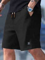 Men's Waffle Knit Drawstring Shorts with Elastic Waistband and Side Pockets for Casual Wear
