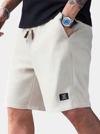 Men's Waffle Knit Drawstring Shorts with Elastic Waistband and Side Pockets for Casual Wear