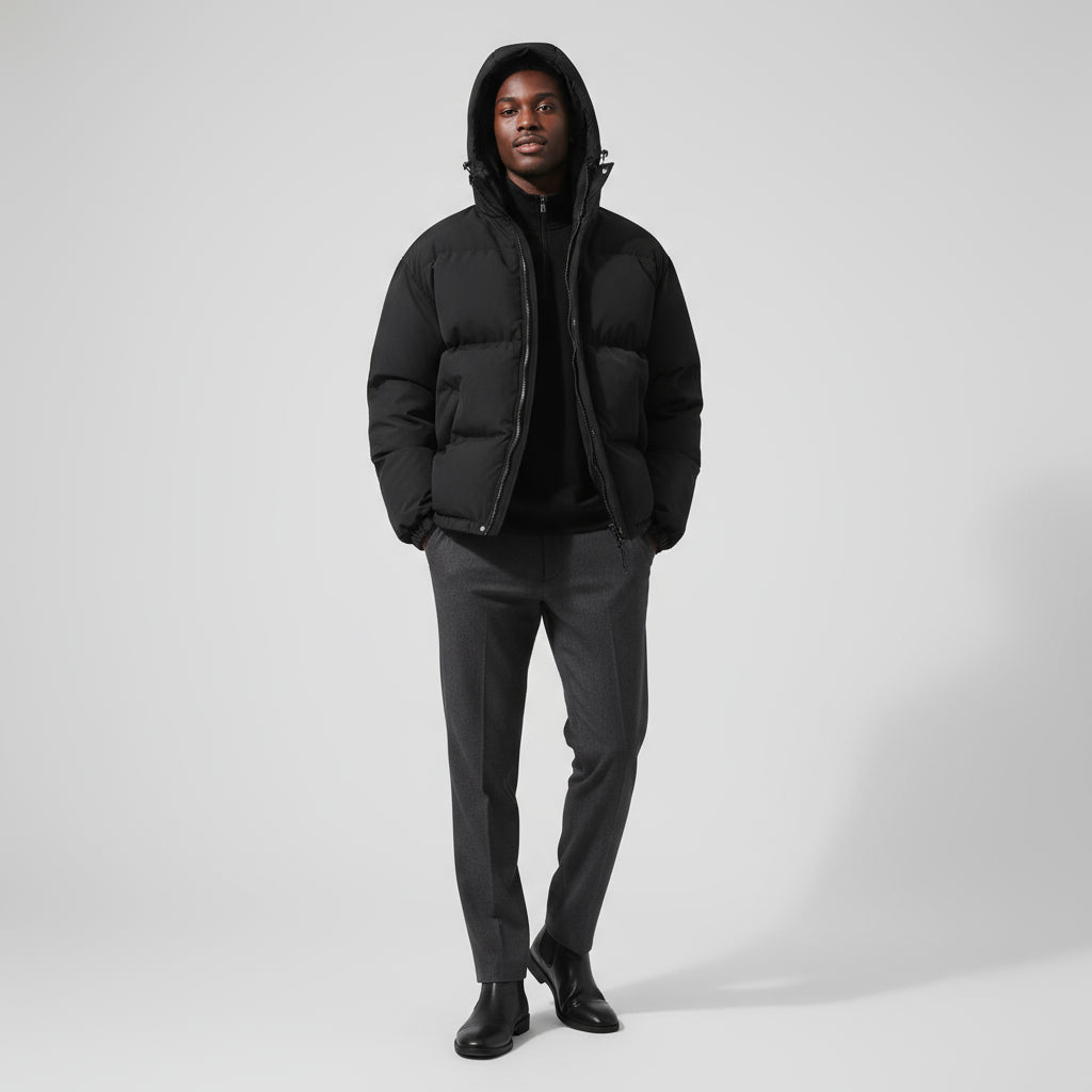 Men's Waterproof Windproof Down Puffer Jacket for Winter Outdoor Activities