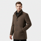 Men's Wool-Blend Stand-Collar Coat with Removable Padded Vest for Versatile Cold Weather Wear