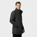 Men's Wool-Blend Stand-Collar Coat with Removable Padded Vest for Versatile Cold Weather Wear