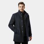 Men's Wool-Blend Stand-Collar Coat with Removable Padded Vest for Versatile Cold Weather Wear