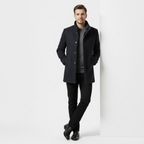 Men's Wool-Blend Stand-Collar Coat with Removable Padded Vest for Versatile Cold Weather Wear