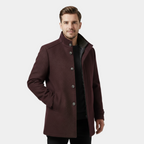 Men's Wool-Blend Stand-Collar Coat with Removable Padded Vest for Versatile Cold Weather Wear