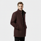 Men's Wool-Blend Stand-Collar Coat with Removable Padded Vest for Versatile Cold Weather Wear