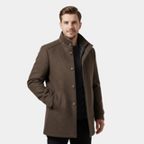 Men's Wool-Blend Stand-Collar Coat with Removable Padded Vest for Versatile Cold Weather Wear