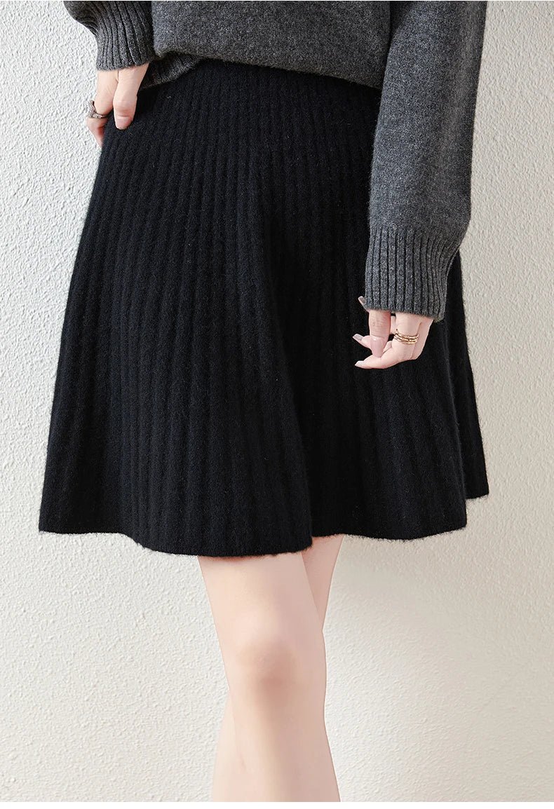 Merino Wool A-Line Skirt - Comfortable Everyday Wear for Women - Stylish and Versatile Design