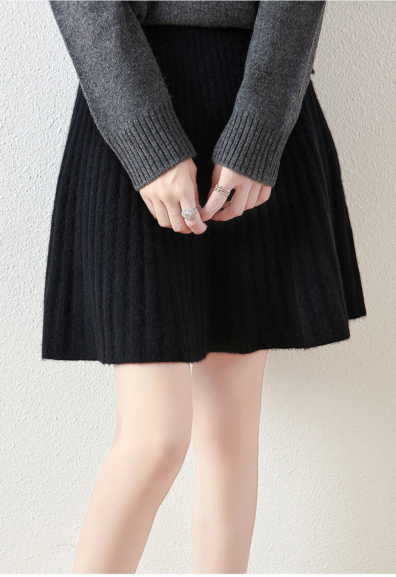 Merino Wool A-Line Skirt - Comfortable Everyday Wear for Women - Stylish and Versatile Design