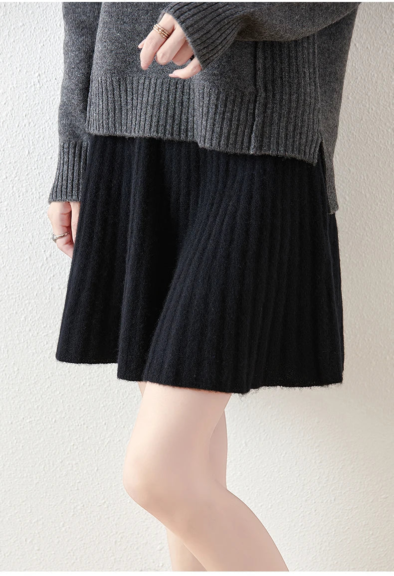 Merino Wool A-Line Skirt - Comfortable Everyday Wear for Women - Stylish and Versatile Design