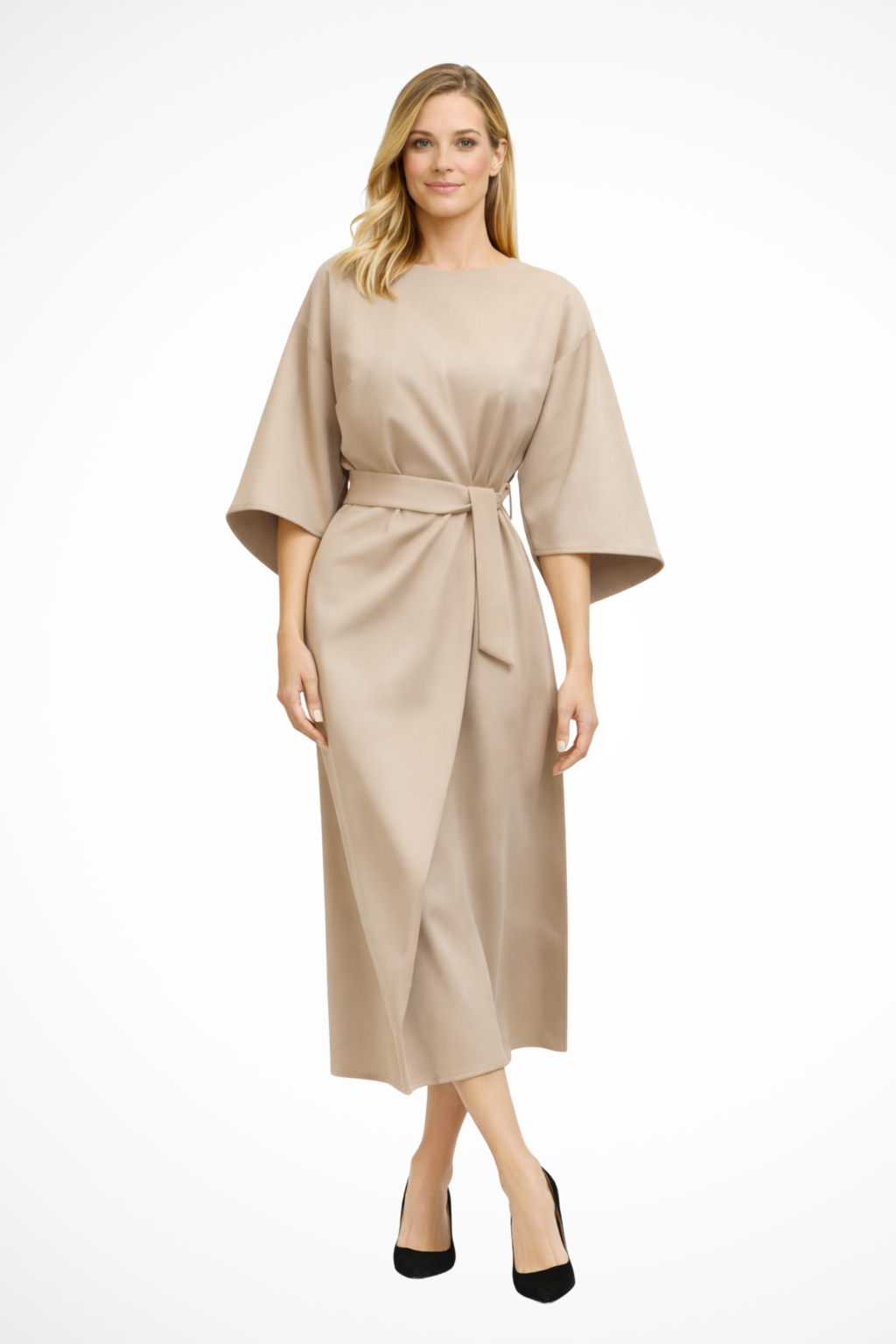 Midi Dress with Lantern Sleeves | Comfortable Fabric | Casual Wear