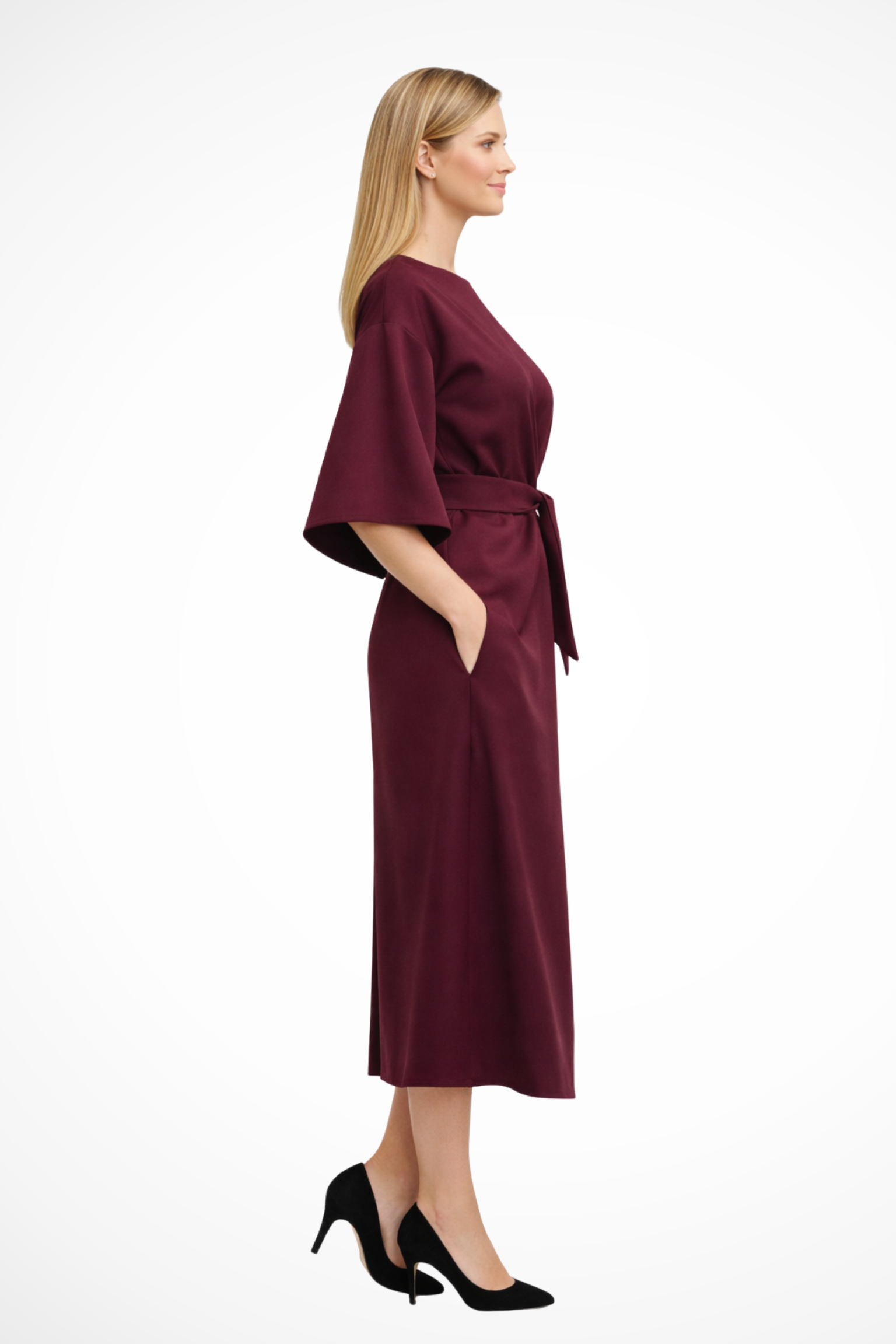 Midi Dress with Lantern Sleeves | Comfortable Fabric | Casual Wear
