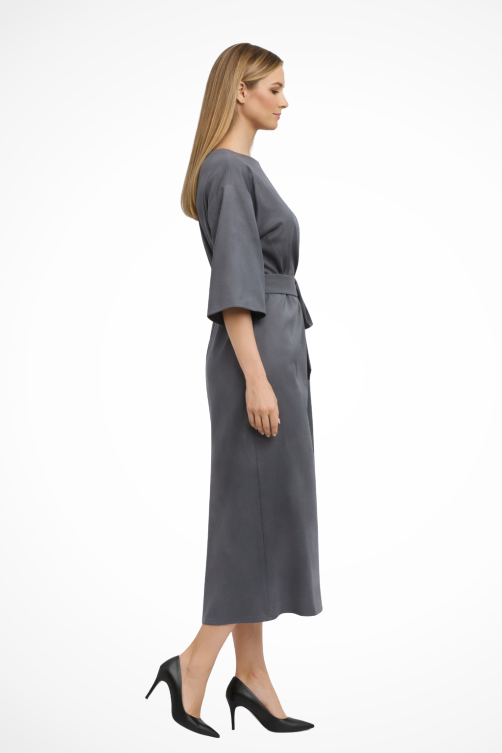 Midi Dress with Lantern Sleeves | Comfortable Fabric | Casual Wear