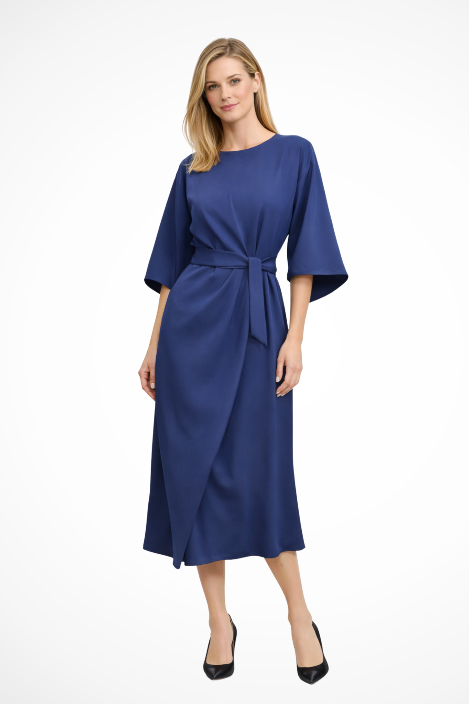 Midi Dress with Lantern Sleeves | Comfortable Fabric | Casual Wear