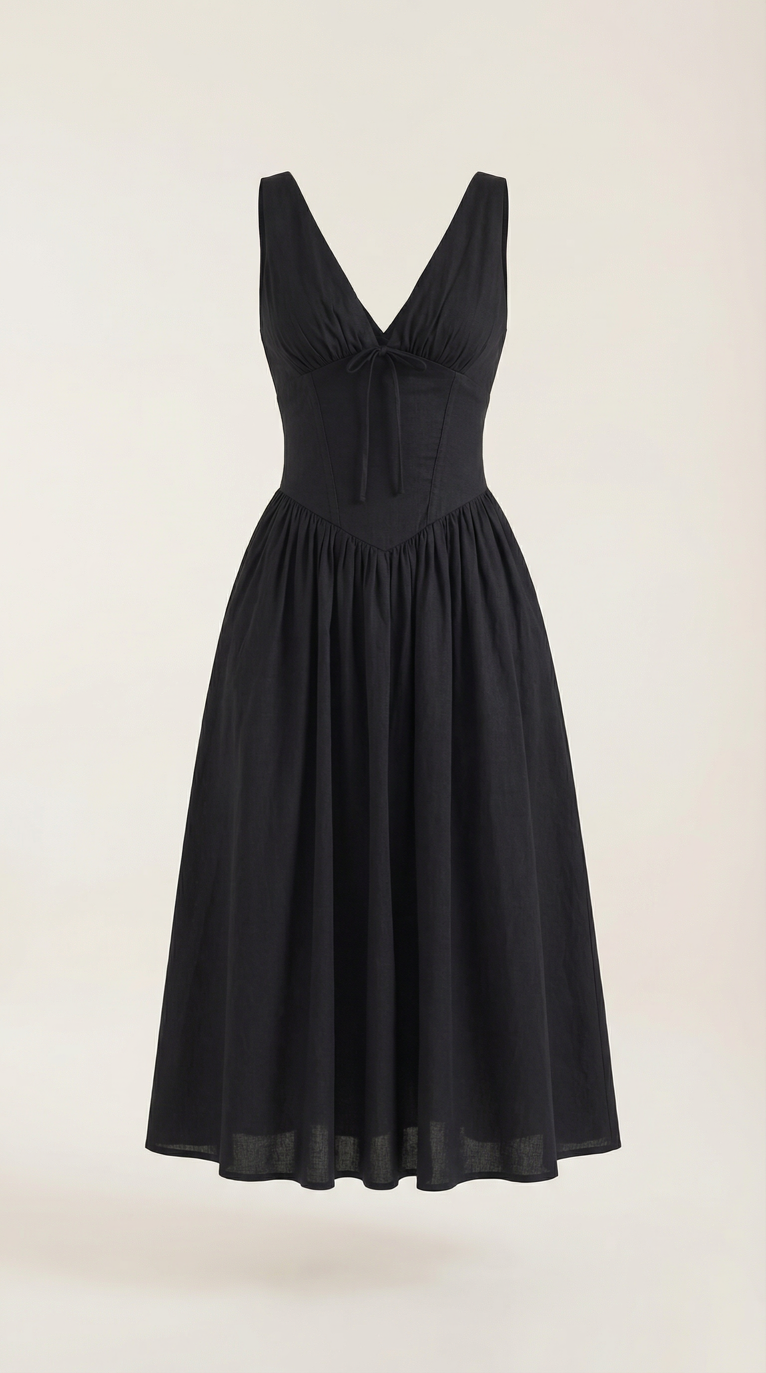 Midi Plunge Dress in Soft Fabric - Elegant Casual Wear for Parties and Events