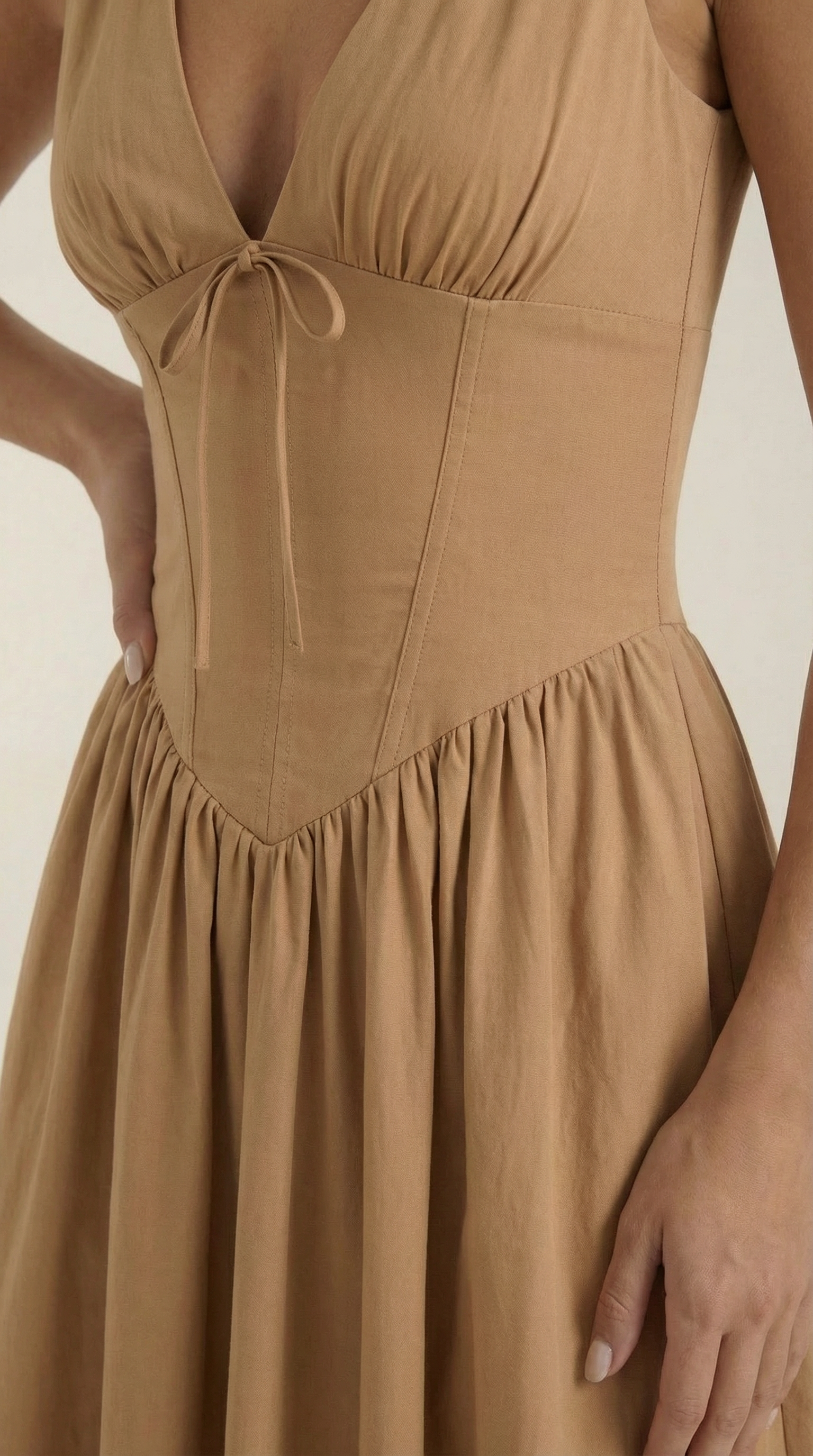 Midi Plunge Dress in Soft Fabric - Elegant Casual Wear for Parties and Events