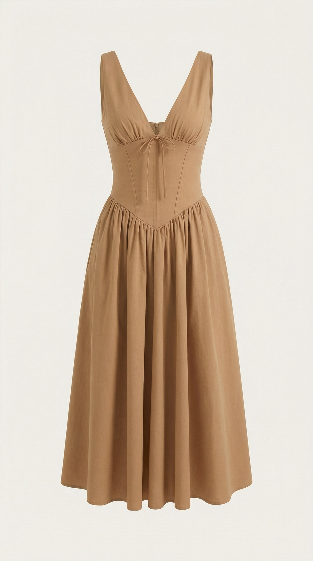 Midi Plunge Dress in Soft Fabric - Elegant Casual Wear for Parties and Events