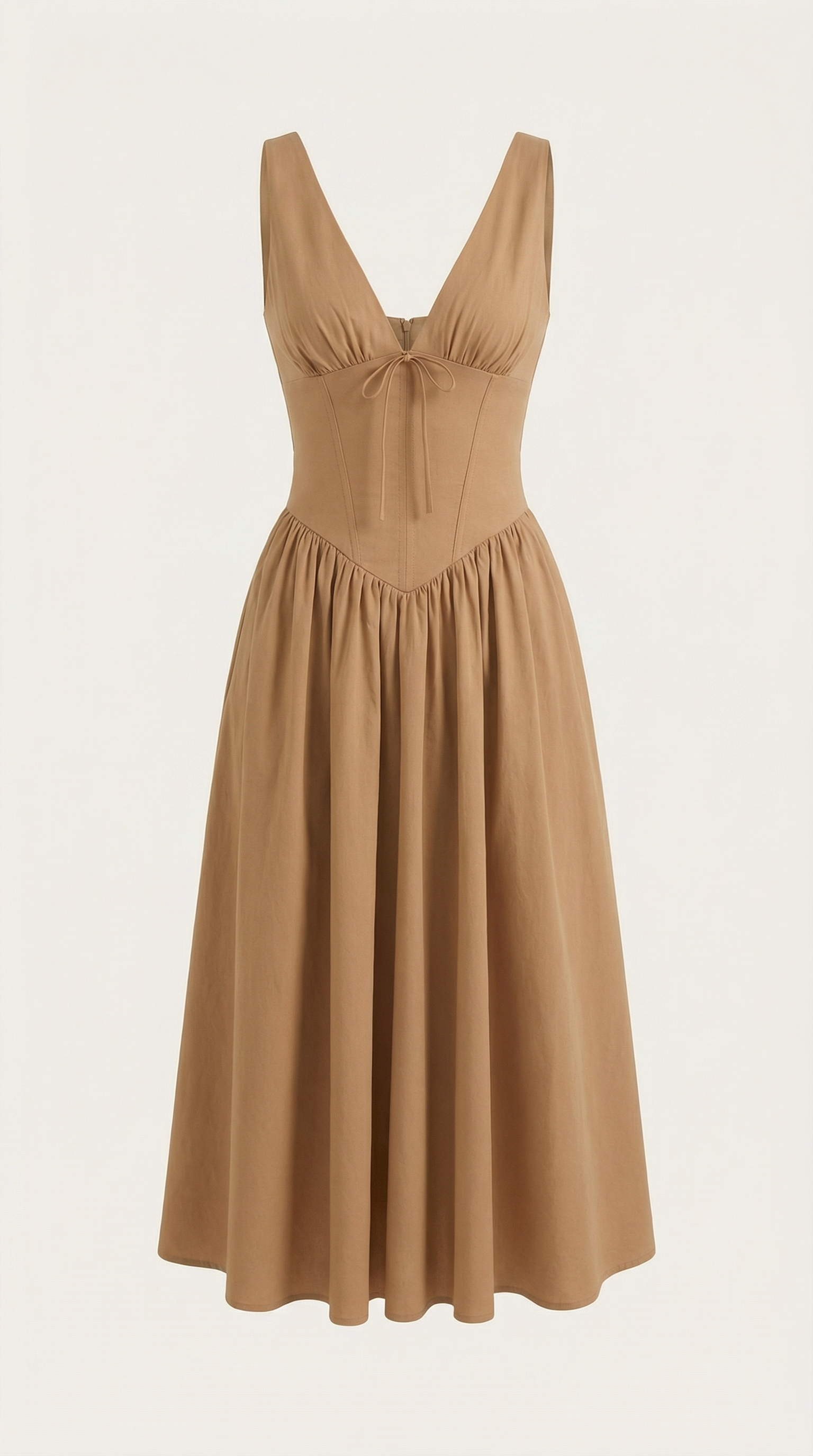 Midi Plunge Dress in Soft Fabric - Elegant Casual Wear for Parties and Events