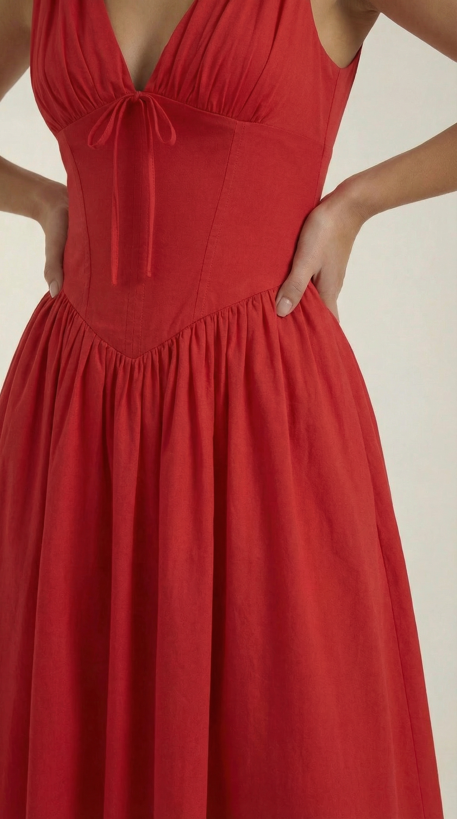 Midi Plunge Dress in Soft Fabric - Elegant Casual Wear for Parties and Events